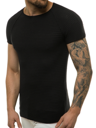 Bluzka męska z dzianiny, krótki rękaw czarna OZONEE L/2297