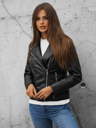 Жіноча шкіряна куртка Чорна OZONEE JS/11Z8009Z