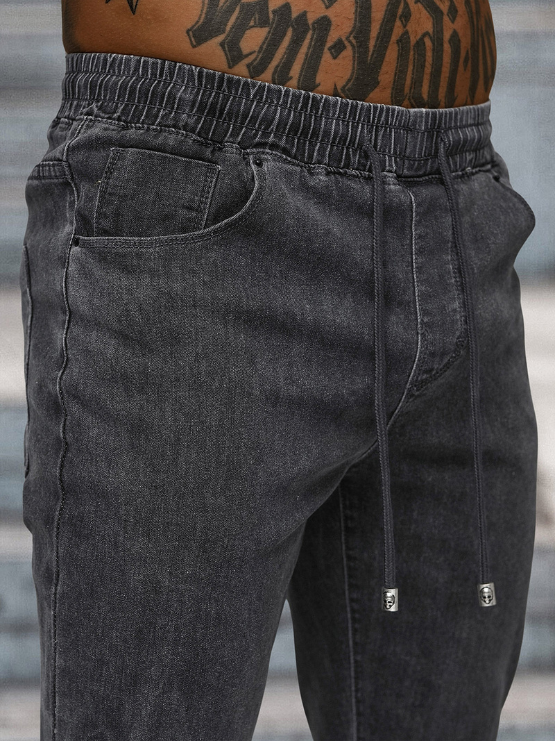 Spodnie jeansowe joggery męskie grafitowe OZONEE NB/MP0272GS