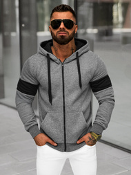 Bluza męska z kapturem rozpinana grafitowa OZONEE JS/8B1329/5