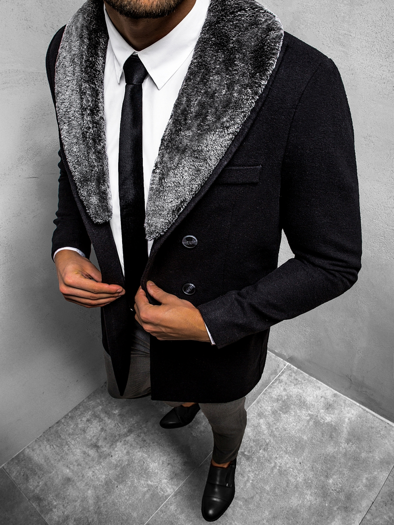 Пальто чоловіче Чорне OZONEE O/5626