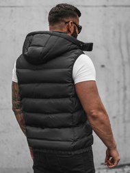 Kamizelka męska pikowana z kapturem czarna OZONEE N/7129Z