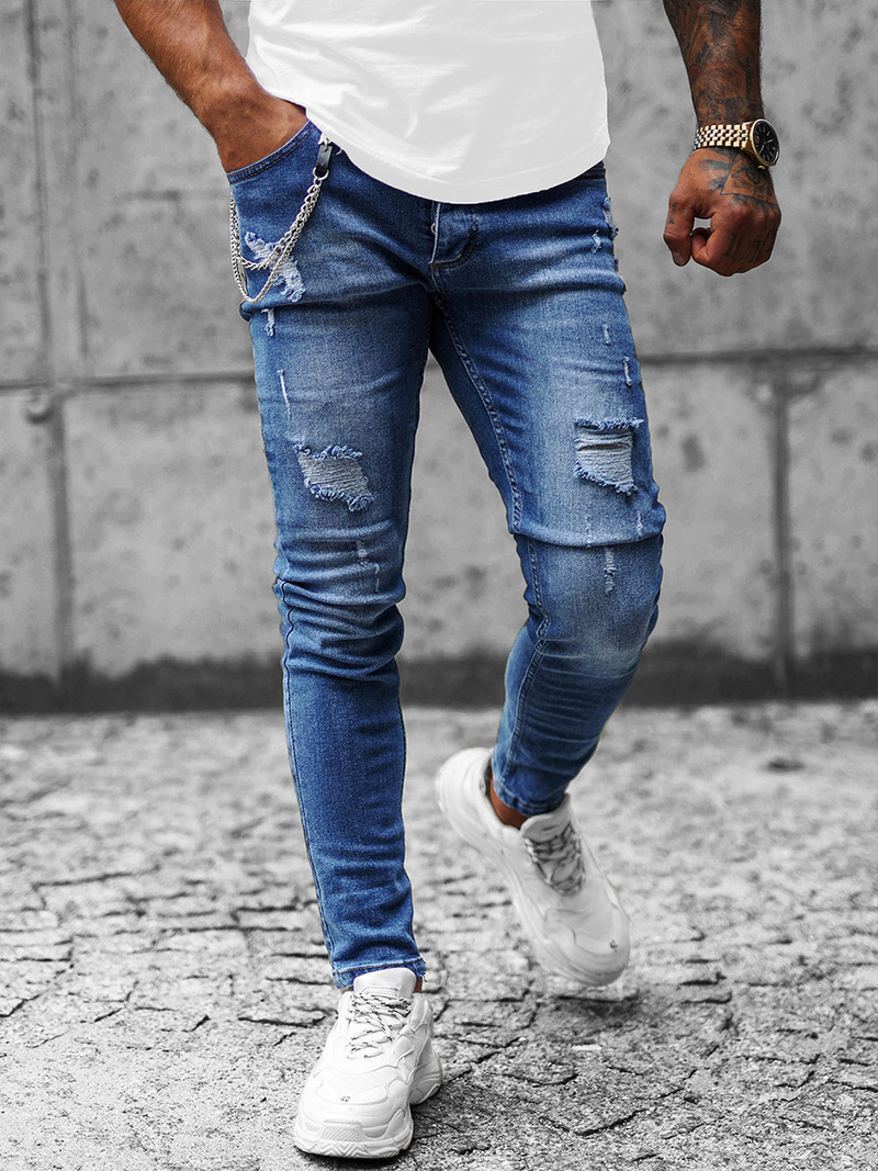 Spodnie jeansowe męskie ciemno-niebieskie OZONEE E/5604/01