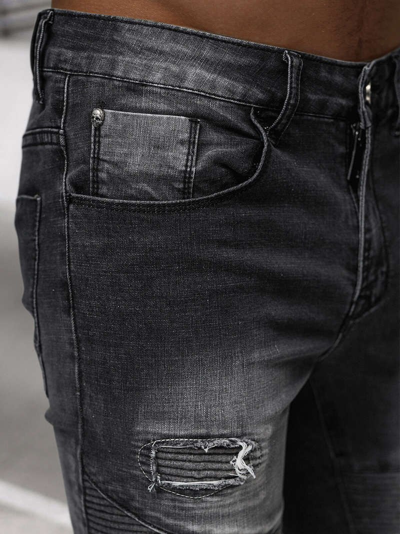 Spodnie jeansowe męskie czarne OZONEE NB/MP0142N