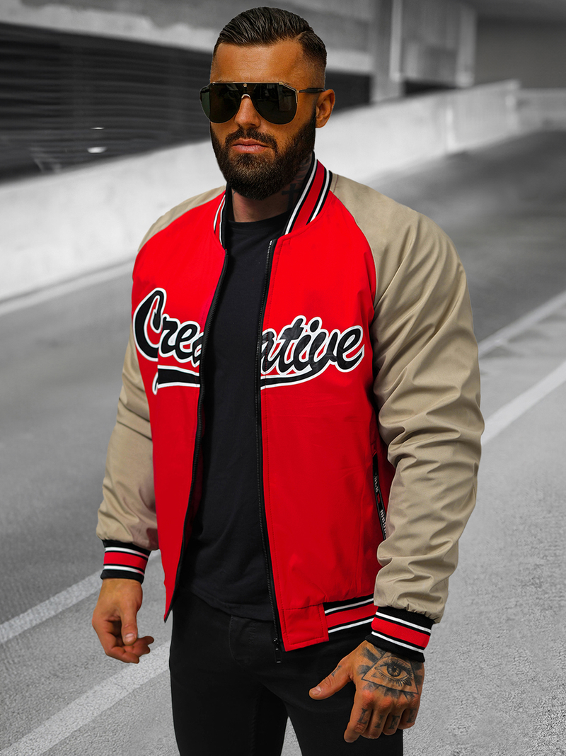 Kurtka męska bomberka czerwona OZONEE JS/84M3011/270