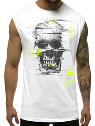 T-Shirt bez rękawów męski biały OZONEE MACH/M1212