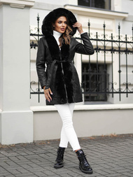 Жіноча шкіряна куртка Чорна OZONEE JS/11Z8059Z