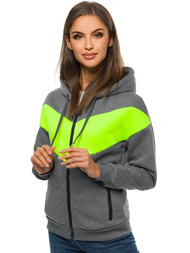 Bluza z kapturem damska grafitowo-zielona OZONEE JS/B26039