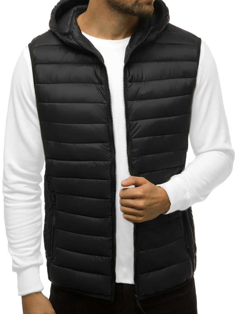 Kamizelka męska pikowana z kapturem czarna OZONEE JS/HDL88002Z