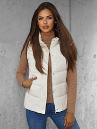 Kamizelka damska pikowana z kapturem biała OZONEE O/SW025/10Z