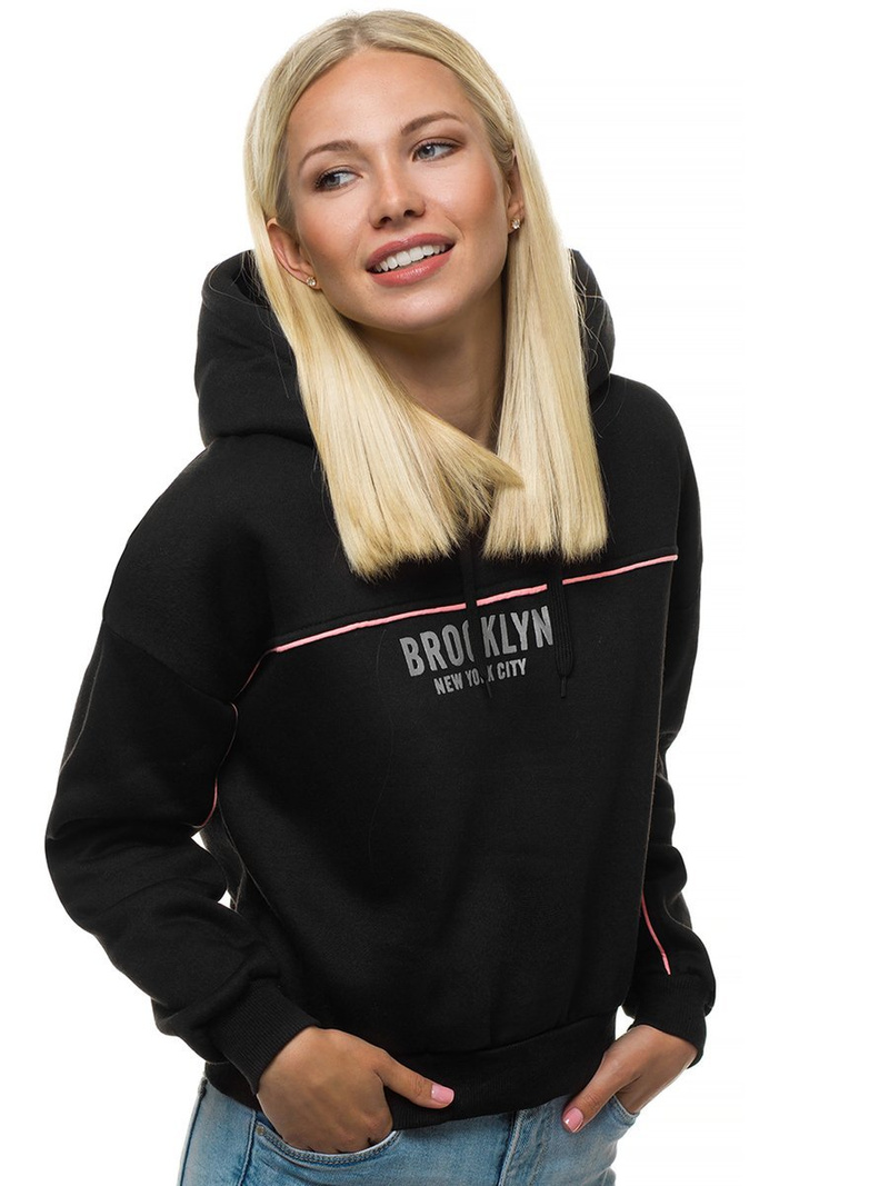 Bluza z kapturem damska czarna OZONEE JS/KSW2002