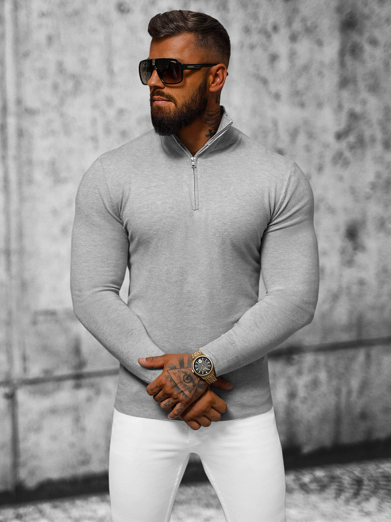 Светр чоловічій ciрий OZONEE NB/MM6007/2Z