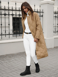 Płaszcz zimowy damski pikowany camelowy OZONEE JS/5M3177/84Z