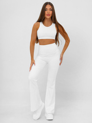 Legginsy damskie z szeroką nogawką białe OZONEE JS/17K587/1