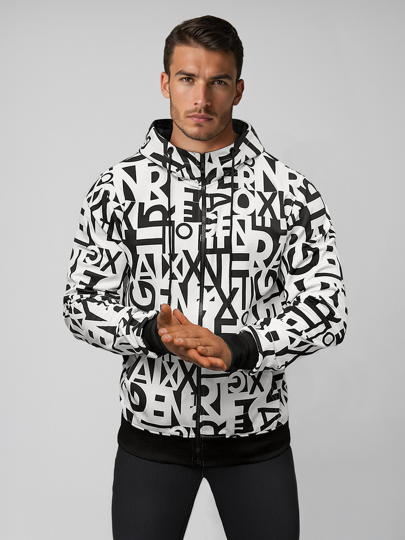 Bluza męska z kapturem rozpinana biała OZONEE JS/8B1179/1Z