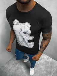T-Shirt męski z nadrukiem czarny OZONEE O/BL72