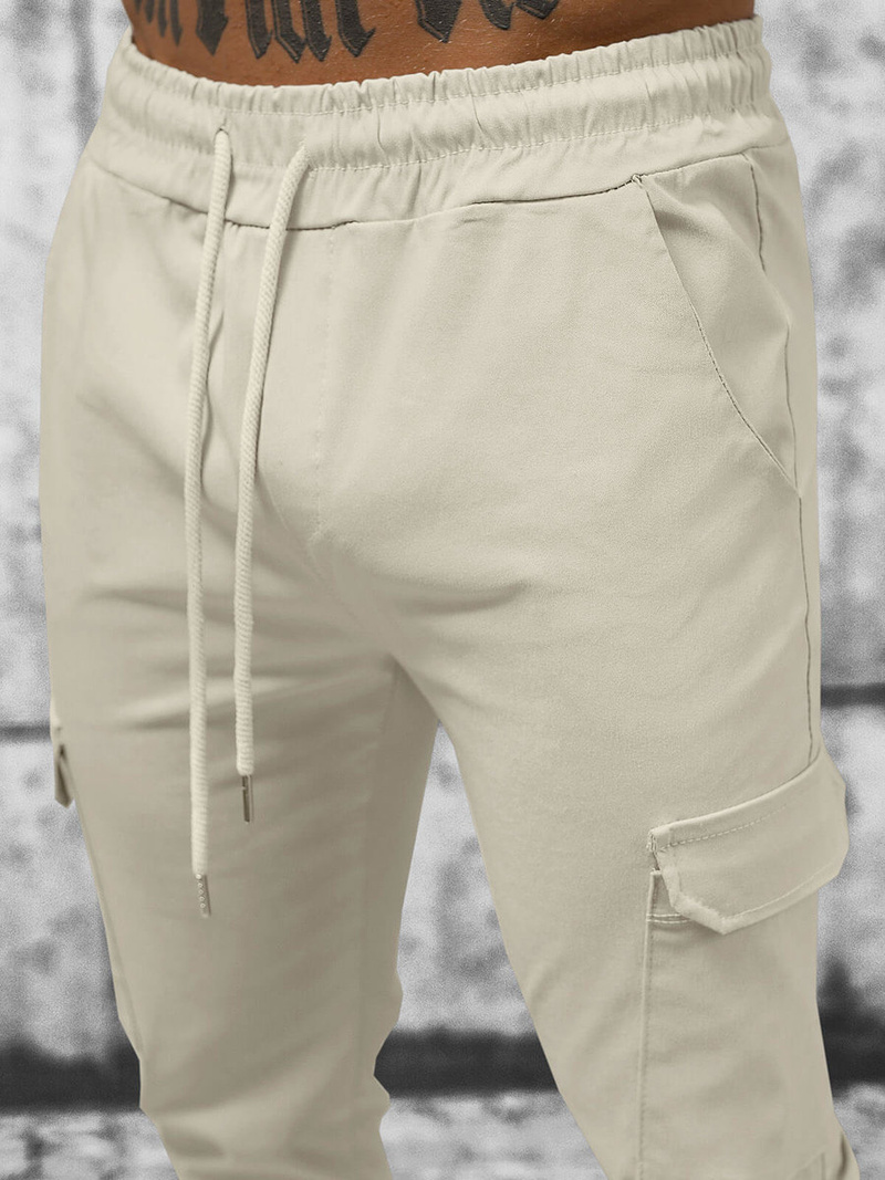 Spodnie męskie chino joggery beżowe OZONEE O/P4051