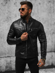 Kurtka skórzana męska czarna OZONEE JS/11Z8016