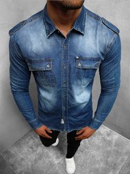 Чоловіча джинсова сорочка Синя OZONEE NB/MC702BC