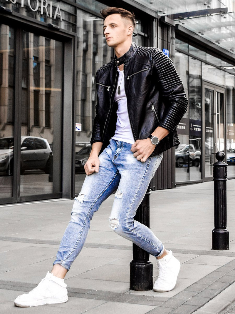 Spodnie męskie jeans niebieskie OZONEE T/7509