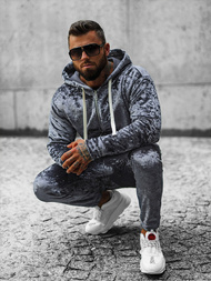 Komplet dresowy męski welurowy szary OZONEE O/D8123/9153