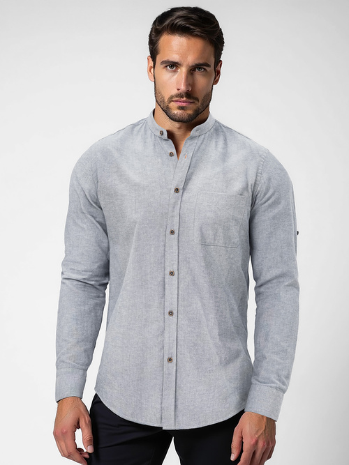 Koszula męska ze stójką niebieska OZONEE O/V171