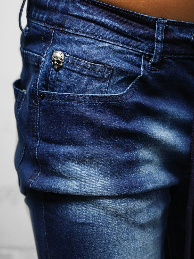 Spodnie jeansowe męskie ciemno-niebieskie OZONEE NB/MP0021BS