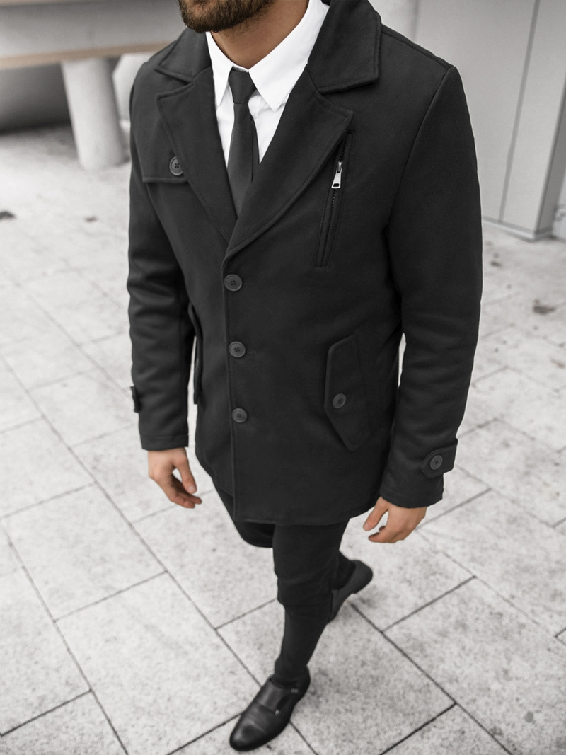 Płaszcz męski czarny OZONEE JS/79M3127Z