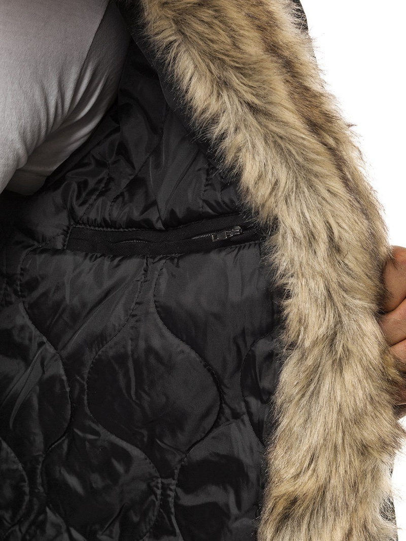 Kurtka zimowa męska z futerkiem czarna OZONEE O/5578Z