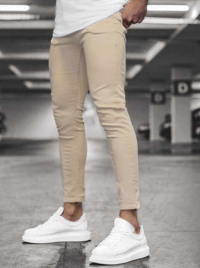 Spodnie męskie jeansowe beżowe/a OZONEE DP/583