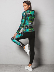 Жіночий спортивний костюм з двох частин Чорно-Зелений OZONEE O/MS014Z