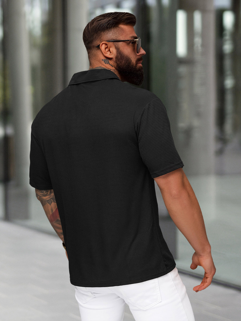 Koszulka męska polo czarna OZONEE O/YN2/593