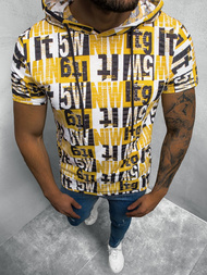 T-Shirt męski z nadrukiem żółto-czarny OZONEE O/BL210Z