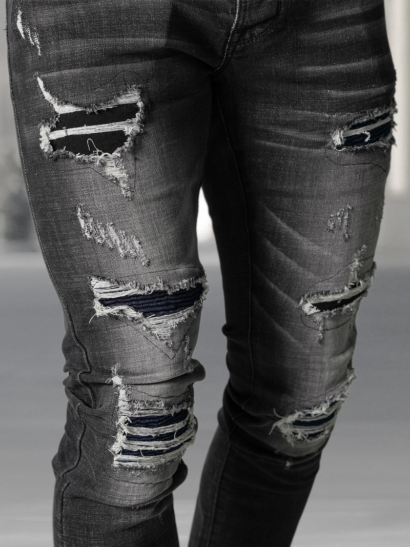 Spodnie jeansowe męskie slim fit czarne OZONEE NB/MP0075NZ