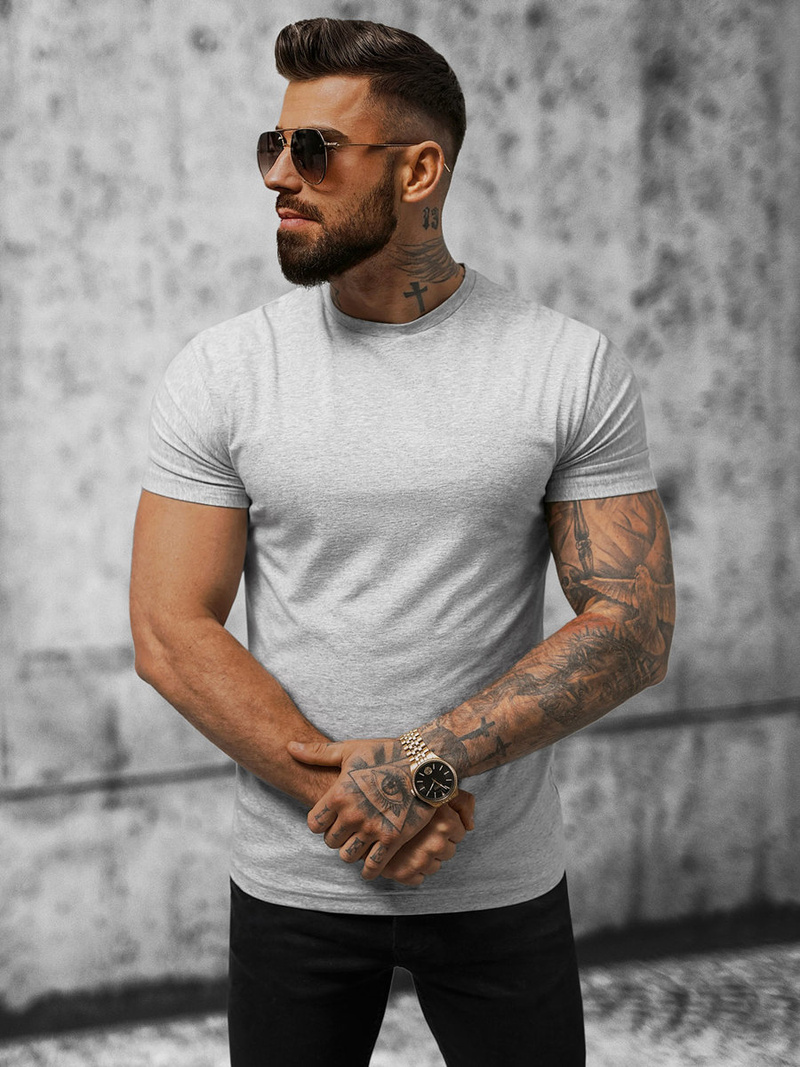 T-shirt męski slim fit szary OZONEE NB/MT3001