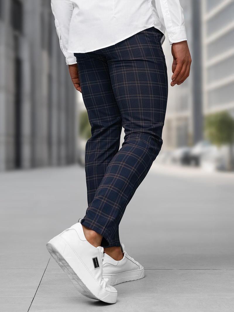 Spodnie męskie chino materiałowe granatowe OZONEE DJ/5632Z