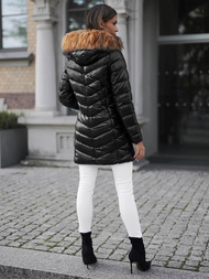 Kurtka zimowa damska z futerkiem czarno-brązowa OZONEE JS/M778/392AZ