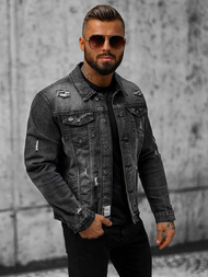 Kurtka męska jeansowa czarna OZONEE NB/MJ507NZ