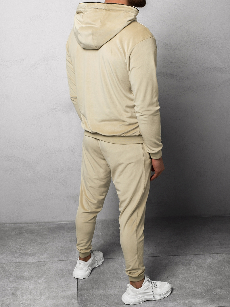 Komplet dresowy męski welurowy beżowy OZONEE O/12128