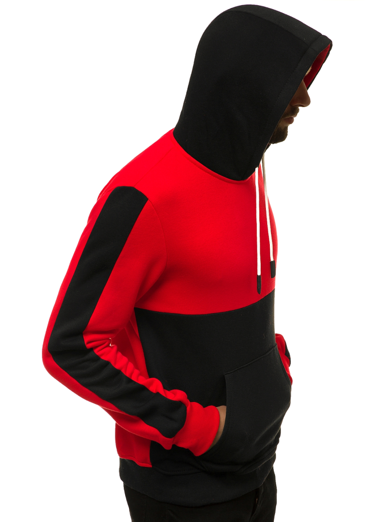 Bluza z kapturem męska czerwono-czarna OZONEE JS/KS2165