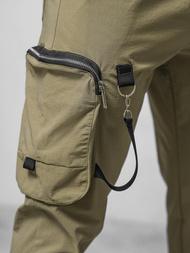 Spodnie męskie chino joggery ciemno-beżowe OZONEE O/PS5519