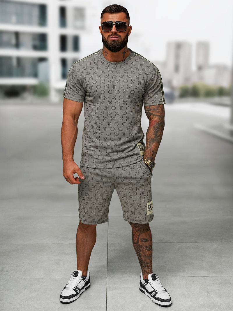 Komplet dresowy męski krótki ciemno-szary OZONEE O/QQ1608AB