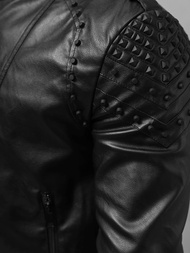 Kurtka skórzana męska czarna OZONEE O/8901