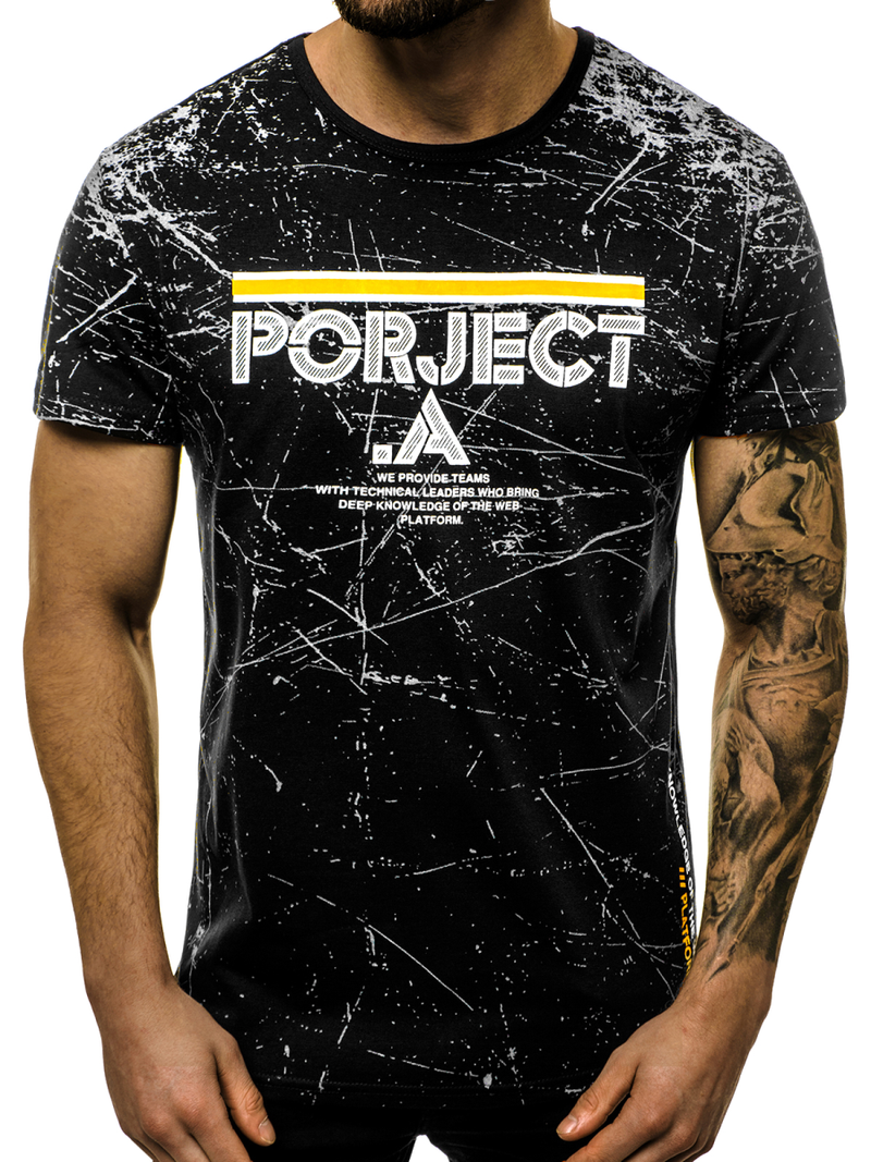 T-Shirt męski czarny OZONEE JS/SS10917