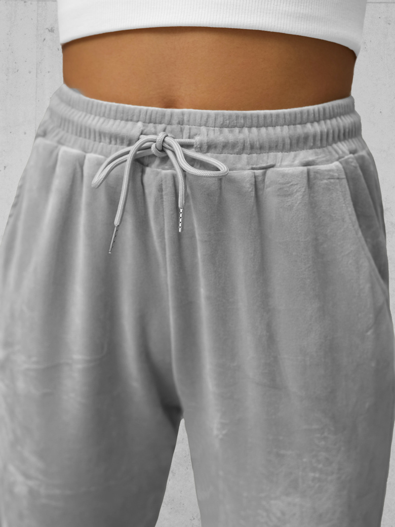 Spodnie dresowe damskie welurowe szare OZONEE JS/8K1532/2