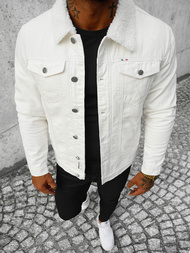 Kurtka męska jeansowa sherpa biała OZONEE NB/MJ541