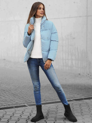 Kurtka zimowa damska pikowana jasno-niebieska OZONEE JS/M23062/243Z