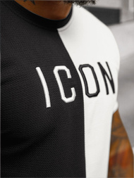 T-shirt męski czarno-biały OZONEE O/7776T