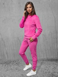 Komplet dresowy damski welurowy ciemno-różowy OZONEE O/8C1173/19Z