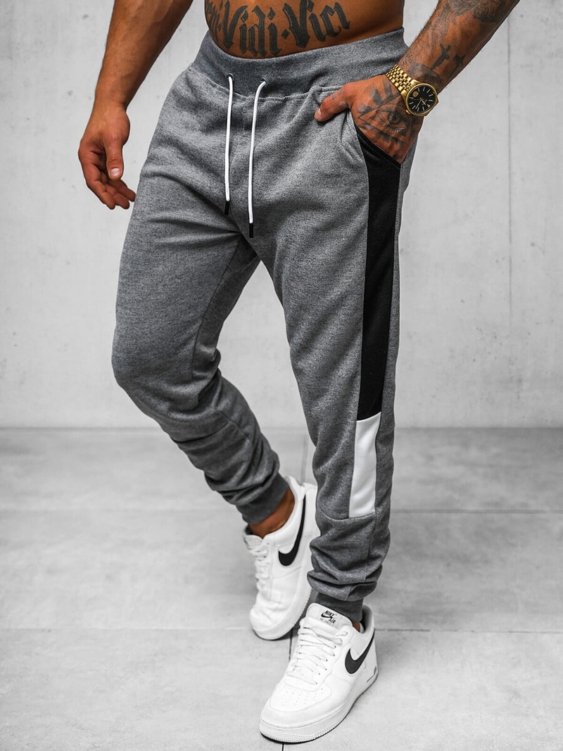 Spodnie dresowe męskie grafitowe OZONEE JS/8K211